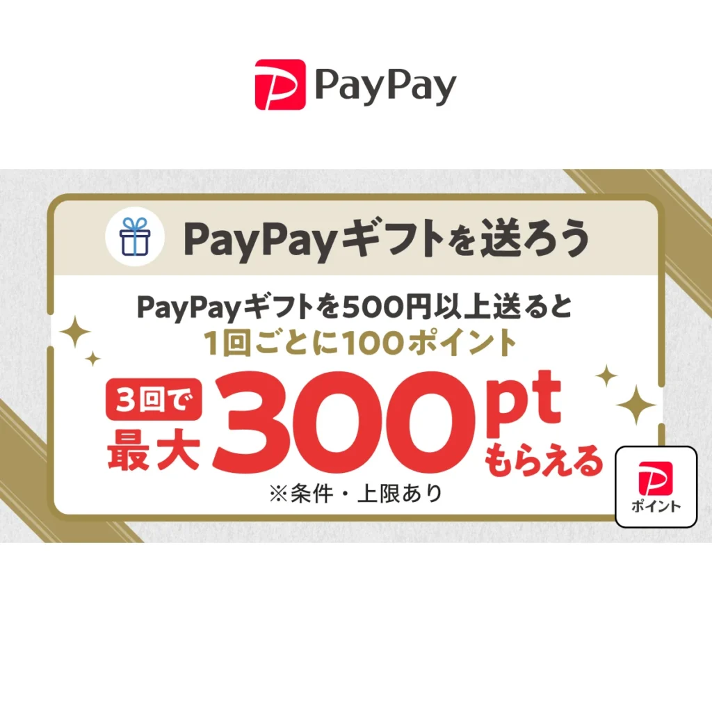 PayPayギフトを送ると最大300ポイント戻ってくるキャンペーン